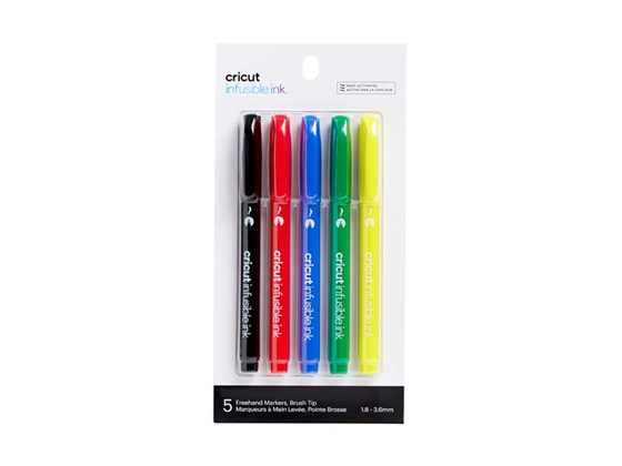 KIT DE MARCADORES CRICUT DE SUBLIMACION, 5 PACK PARA ESCRIBIR MENSAJES O FRASES IMPECABLES Y DIBUJE DISEÑOS INTRINCADOS CON TINTA DE SUBLIMACION Y LAS PRENSAS EASYPRESS. DE PUNTA (1.8-3.6MM) EN NEGRO, ROJO, AZUL, VERDE  Y AMARILLO. (2008019).
