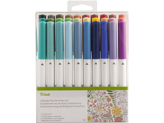 KIT DE BOLIGRAFOS CRICUT ULTIMATE, 30 BOLIGRAFOS PARA   MAQUINA CRICUT EXPLORE Y CRICUT MAKER, USO PARA ESCRIBIR MENSAJES O FRASES IMPECABLES Y DIBUJE DISEÑOS INTRINCADOS CON UN TOQUE, DE PUNTA FINA (0,4) MULTICOLOR. (2004060).