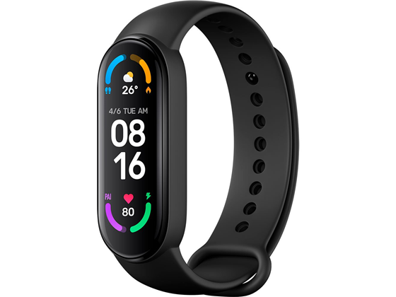 PULSERSA DEPORTIVA XIAOMI MI BAND 6, PANTALLA AMOLED 1.56" 326PPI, RESISTENTE A LOS RAYONES, BATERIA RECARGABLE, ACELEROMETRO Y PULSOMETRO, RESISTENTE AL AGUA HASTA 50 METROS, BLUETOOTH 5.0. NEGRO