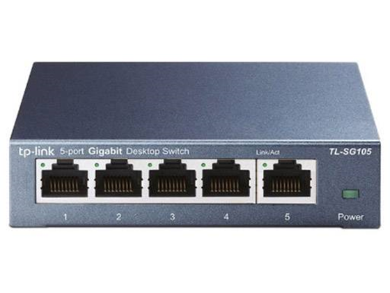 SWITCH 5 PUERTOS TP-LINK TL-SG105, NO ADMINISTRABLE/DESKTOP, 5 PUERTOS GIGABIT 10/100/1000MBPS, CARCASA METALICA