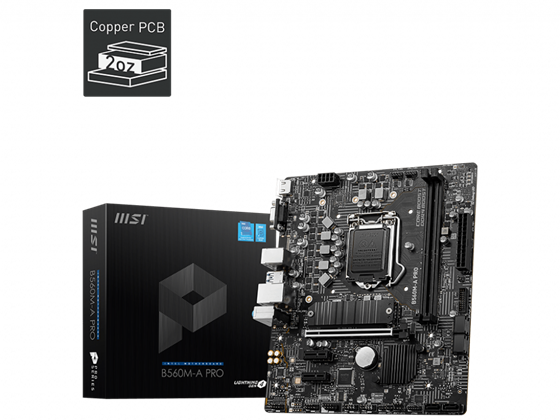 MB MSI B560M-A PRO LGA 1200 INTEL B560 SATA 6GB/S MICRO ATX, COMPATIBLE CON 10MA Y 11VA GEN