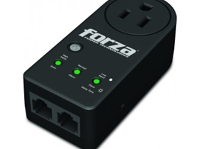 PROTECTOR DE VOLTAJE FORZA - 1 SALIDA - 110V/1800W/900J/18000A DE PROTECCION 2XRJ11/RJ45(IN,OUT), INDICADORES LED DE ESTADO, TEMPORIZADOR(HASTA 3 MIN), ROTA 350º, FVP-1201N.