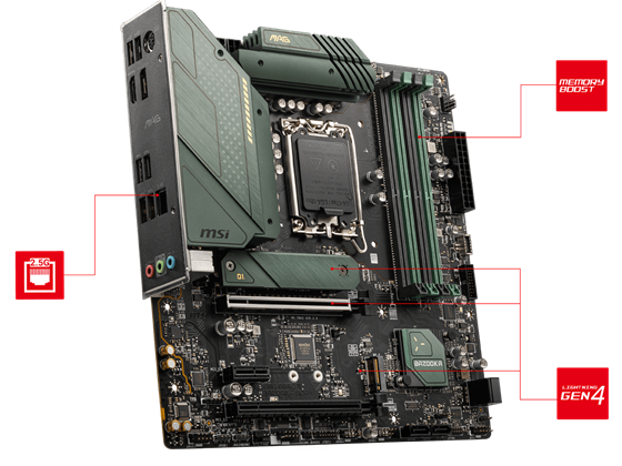 MB MSI MAG B660M BAZOOKA DDR4 LGA 1700 MATX, COMPATIBLE CON 12VA GEN