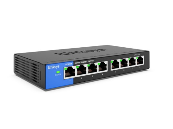 SWITCH 8 PUERTOS LINKSYS SE3008, NO ADMINISTRABLE/DESKTOP, 8 PUERTOS GIGABIT ETHERNET.