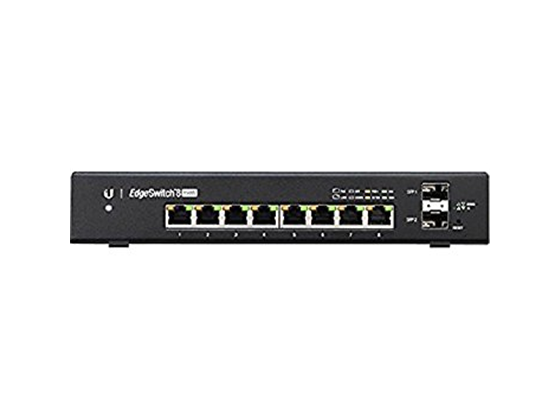 SWITCH 8 PUERTOS UBIQUITI EDGESWITCH POE+ 24V - 150W, 10/100/1000MBPS. + 2 PUERTOS SFP, PUERTOS INDEPENDIENTES FULL ADMINISTRABLES (ES-8-150W)