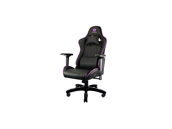 SILLA GAMING PRIMUS THRONO 202, DE PVC PREMIUM, ESPALDAR ALTO AJUSTABLE, REPOSO DE BRAZOS, ESPALDA Y CABEZA, ALTURA AJUSTABLE Y BASE CON RUEDAS ROBUSTAS, NEGRO (PCH-202)