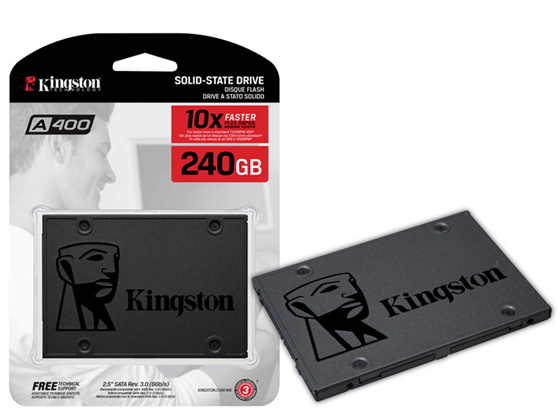 DISCO DE ESTADO SOLIDO KINGSTON SSD 240GB, 2.5", SATA3, LECTURA: 500MB/S, ESCRITURA 450MB/S. (SA400S37/240G).