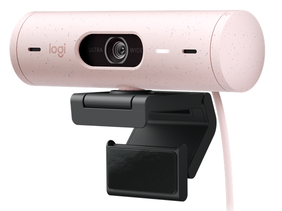 CAMARA WEB LOGITECH BRIO 500 COLOR ROSADO (ROSE), FHD HASTA 1080P 30FPS, ZOOM 4X, RIGHTLIGHT 4, CONEXION USB-C, CAMPO VISUAL 90 GRADOS, PARA VIDEO CONFERENCIAS, STREAMING Y GRABACION.