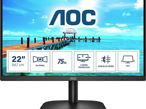 MONITOR AOC 22" (21.5”) FHD 1920X 1080, VESA, HDMI, 60HZ.