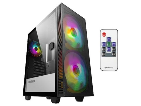 CASE MYO GAMING X100, 2 2VENTILADORES DEL ARCO IRIS ARGB DELANTEROS + 1 MYO-X100 TRASERO, ARGB RAINW. VENTILADORES, USB 3.0 + USB 2.0, CONTROL REMOTO PARALUZ, VIDRIO TEMPLADO LADO IZQUIERDO, FUENTE DE ALIMENTACIÓN NO INCLUIDO
