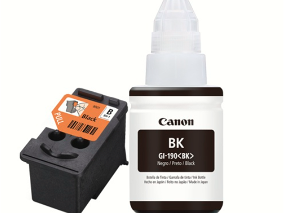 KIT CABEZAL CANON TINTA NEGRA (BH1) + BOTELLA DE TINTA NEGRA (GI-190) PARA IMPRESORAS CANON G1110, G2110, G3110, G4111.