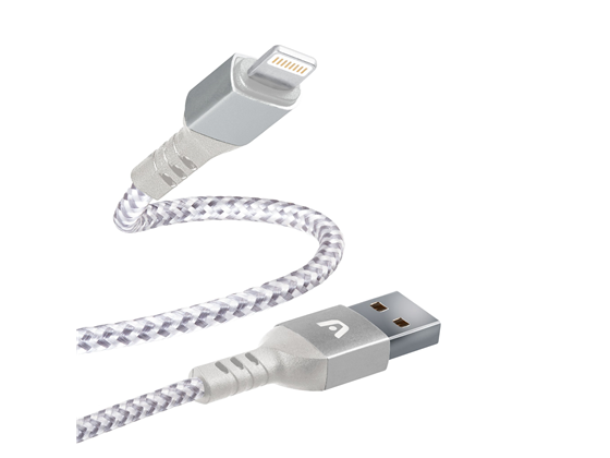 CABLE ARGOM TIPO-A 2.0 A LIGHTNING , 1.8M/6.0FT, NYLON TRENZADO, FLEXIBLE, BLANCO.