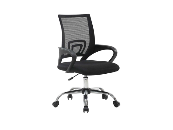 SILLA EJECUTIVA MYO, SOPORTE LUMBAR, BASE DE PVC, BASE DE CROMO, COLOR NEGRO