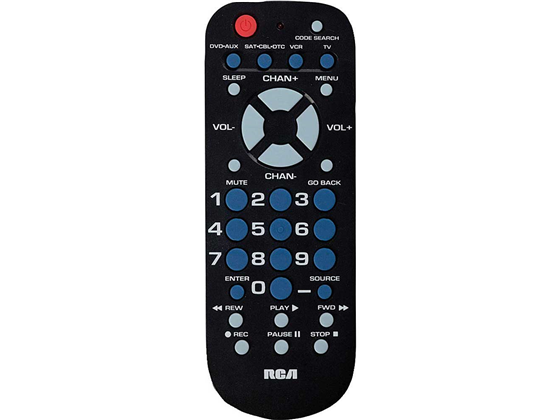 CONTROL REMOTO UNIVERSAL RCA 4-DEVICE FOR UNIVERSAL CONTROL OF UP TO 4 ENTERTAINMENT DEVICES, PROGRAMMABLE REMOTE.