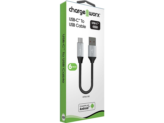 CABLE USB-C /CABLE USB , 6" PULGADAS NEGRO, (COMPATIBLE CON ANDROID)