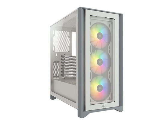 CASE CORSAIR ICUE 4000X, MID TOWER, WHITE, 7 EXPANSION SLOT, 3X 2.5", 2X 3.5", TAPA DE CRISTAL TEMPLADO, INCLUYE 3 ABANICOS 120MM RGB FRONTAL (CC-9011205-WW)