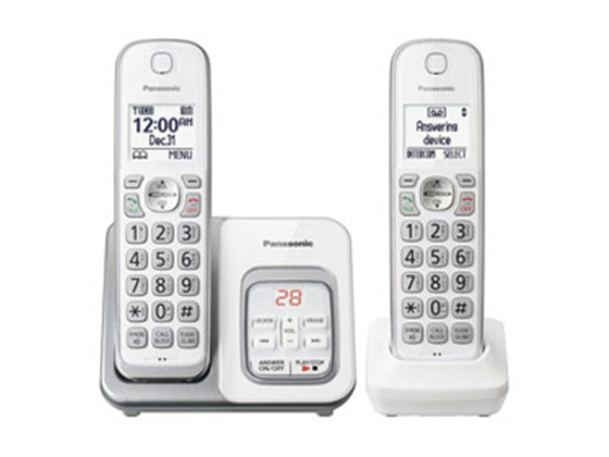 TELEFONO PANASONIC KXTGD433W, INALÁMBRICO CON CONTESTADOR DIGITAL, 3HS, 1.6" LCD, TAD, WH BRAND-NEW, BROWN SHIPR-BOX.