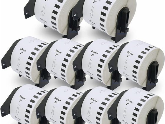 ROLLOS DE ETIQUETAS CONTINUO BETCKEY, BLANCO, (1.9" X 100 FT) PARA BROTHER DK-2223, QL PRINTER, (PAQUETE DE 10 UNIDADES)