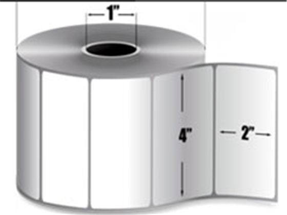 ROLLO DE  ETIQUETA (LABEL) PARA IMPRESORAS ZEBRA, Z-PERFORM 2000T,  4" X 2" ( 101,6 X 50,8MM), 1" (25.4MM), 5" OD, TRANSFERENCIA TERMICA, ADHESIVO PERMANENETE, 1320 ETIQUETA POR ROLLO