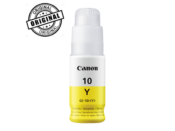 BOTELLA DE TINTA CANON GI-10 AMARILLO, 70ML, COMPATIBLE CON IMPRESORA GI-10, G5010, G6010, G7010