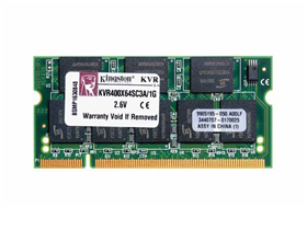 MEMORIA 1GB (1X1GB) KINGSTON, P/LAPTOP, DDR, 400MHZ, PC-3200, NO-ECC.