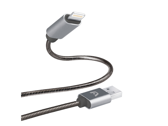 CABLE ARGOM TIPO-A 2.0 A LIGHTNING , 1M/3.2FT, TRENZADO, FLEXIBLE, GRIS.