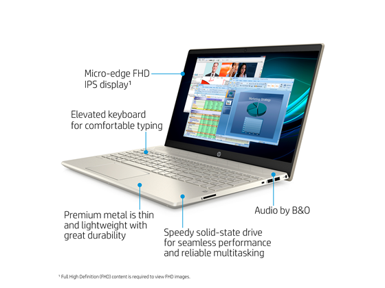 LAPTOP HP PAVILION 15-CS3055 15.6" IPS FHD, INTEL I5-1035G1 1.0 GHZ, 8GB RAM, 512GB SSD M.2 NVME PCI-E, BT, WINDOWS 10 HOME, LUNAR GOLD (8MZ10UA#ABA)