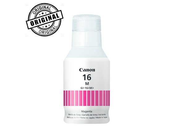 BOTELLA DE TINTA CANON GI-16 MAGENTA, 70ML, COMPATIBLE CON MAXIFY: GX 3010, GX4010, GX6010, GX7010.
