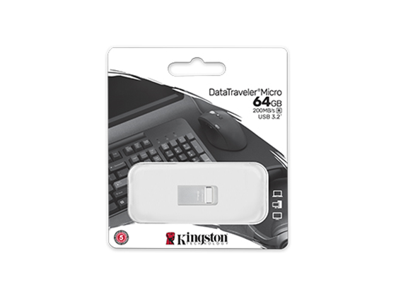 MEMORIA USB 64GB KINGSTON DATATRAVELER MICRO, 200MB/S METAL USB 3.2 GEN 1.