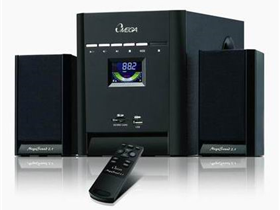 BOCINA OMEGA 2.1 SUBWOOFER, 110V, LECTOR DE MEMORIA USB Y RADIO FM