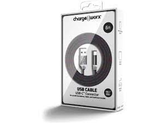 CABLE USB-C / USB-A  PARA SMARTPHONES & TABLETS, 6FT, TRENZADO, MULTICOLOR (CX1060 MC).