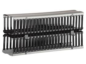 ORGANIZADOR DE CABLES VERTICAL FRONTAL Y POSTERIOR LEVITON, CANAL DE 0.20X2M DE LARGO. CUBIERTA CON BISAGRA GRIS.