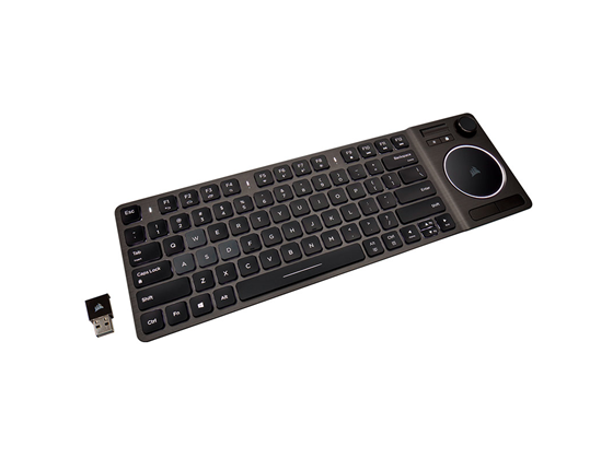 TECLADO Y TOUCHPAD CORSAIR K83  USB WIRELESS RECEIVER 2.4GHZ AND, BATERIA RECARGABLE, PROGRAMABLE MEDIANTE SOFTWARE, COMPATIBLE CON PC Y SMART TV  ESPAÑOL NEGRO (CH-9268046-SP)