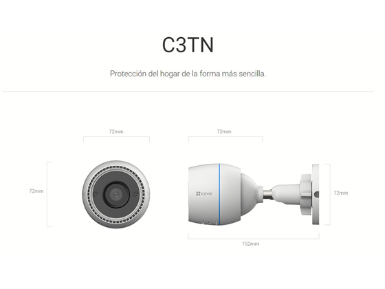 CAMARA BULLET EXTERIOR MARCA EZVIZ, MODELO C3TN, 2MP, (1920X1080), DETECTOR DE MOVIMIENTO, VISIÓN NOCTURNA INFRARROJA (30 MTS), CAPTURA DE SONIDO.