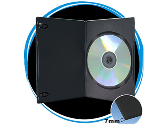 CAJA VACIA DE DVD, 7MM, PP, NEGRO (SLIM)