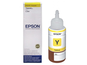 BOTELLA DE TINTA EPSON 664 AMARILLO  PARA IMPRESORA L110, L120, L200, L210, L350, L355, L555, L1300  70ML TRAMO 3 JAULA