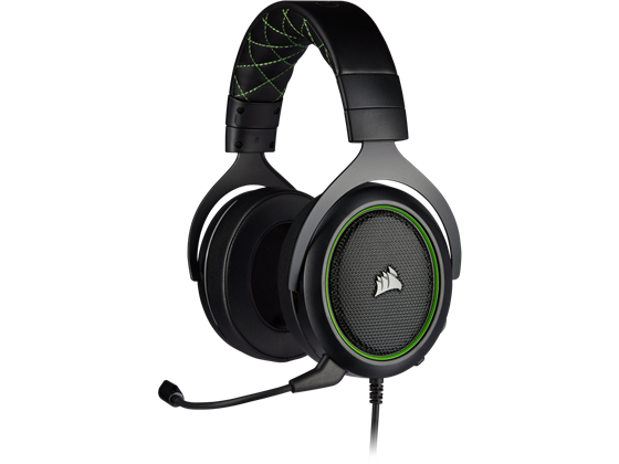 AUDIFONO CON MICROFONO CORSAIR HS50 PRO, GAMING PREMIUM, ESTEREO, MICROFONO DESMONTABLE, (1) CONECTOR 3.5" (INCLUYE ADAPTADOR), BANDA AJUSTABLE, CONTROL DE VOLUMEN Y MIC, ALMOHADILLAS ACOLCHADAS PARA LARGAS HORAS DE JUEGO, COMPATIBLE CON XBOX ONE, PS4, NINTENDO SWITCH Y PC, COLOR GREEN, (CA-9011217-NA)