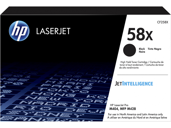 TONER HP 58X - CF258X - NEGRO - ALTO RENDIMIENTO - 10,000 PAGINAS - PARA IMPRESORA LASERJET M404N - M404DW -  M428FDW - M428DW, M430F