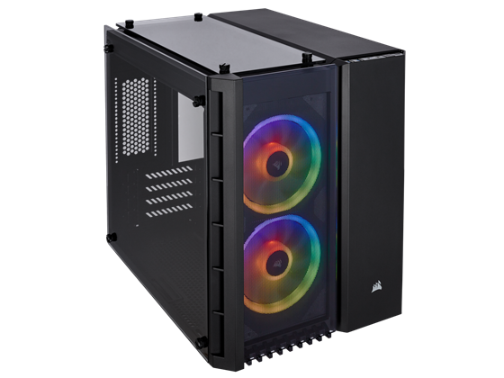 CASE CORSAIR CRISTAL 280X RGB MICRO ATX, NEGRO, USB 3.0 X2, AUDIO IN / OUT, 7 EXPANSION SLOT, 3X 2.5", 2X 3.5", PANEL LATERAL, TOPE Y FRENTE EN CRISTAL TEMPLADO, 2 ABANICOS RGB (CC-9011135-WW)