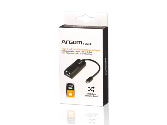 ADAPTADOR TYPE-C MALE TO RJ45 ARGOM GIGABIT 6IN/15CM, ARG-CB-0062.