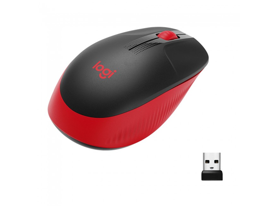 MOUSE LOGITECH M190 INALAMBRICO OPTICO, RECEPTOR USB, SENSOR 1000 DPI, ROJO.