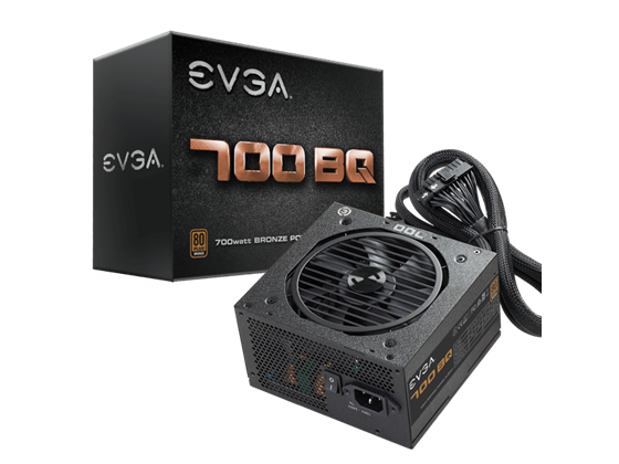 POWER SUPPLY EVGA 700 BQ, 80+ BRONZE 700W, SEMI MODULAR, FDB FAN