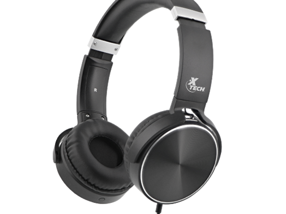 AUDIFONO CON MICROFONO XTECH SPIRAL, 3.5MM , NEGRO CONTROL DE VOLUMEN (XTH-345)