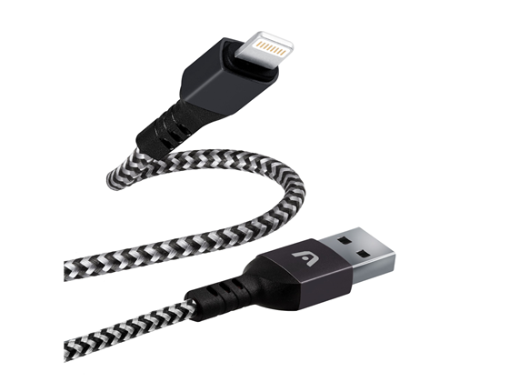 CABLE ARGOM TIPO-A 2.0 A LIGHTNING , 1.8M/6.0FT, NYLON TRENZADO, FLEXIBLE, NEGRO.