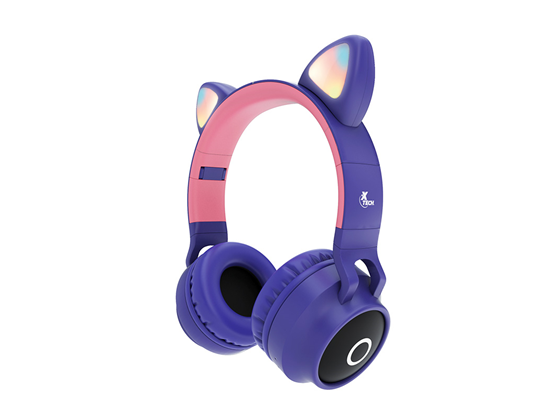 AUDIFONO CON MICROFONO XTECH HERA, BLUETOOTH 5.0, RANURA MICROSD, BATERIA RECARGABLE. HASTA 4 HORAS DE REPRODUCCION, MORADO / ROSADO (XTH-650)