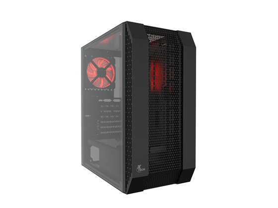 CASE GAMING XTECH DEIMOS, MID TOWER - 2 PUERTOS USB 3.0, ABANICO CON LED ROJO, NO POWER SUPPLY NEGRO (XT-GMR3)