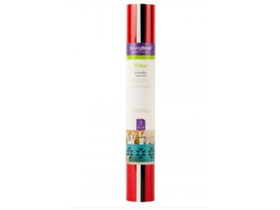 PAQUETE DE HOJAS CRICUT DE VINIL , (3 HOJAS) IRON ON 12" X 12",  ¡DURA MÁS DE 50 LAVADAS! LOS VINILES EVERYDAY IRON-ON CON GARANTÍA STRONGBOND. APLICAR CON PRENSA DE CALOR. COLOR BLANCO, NEGRO Y ROJO. (2004555).