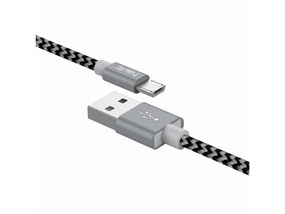 CABLE MICRO USB PARA SMARTPHONES & TABLETS, HAVIT, 3FT, GRIS TRENZADO (HV-CB727X)