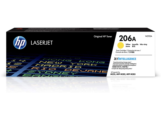 TONER HP 206A - W2112A - AMARILLO - 1,250 PAGINAS - PARA IMPRESORA COLOR LASERJET - M255DW - M255NW - M282FDW - M282NW - M283NW - M283FDW