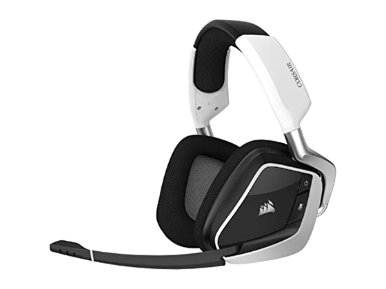 AUDIFONO CON MICROFONO CORSAIR VOID ELITE, WIRELESS, GAMING 7.1 SOUNDROUND, RGB, ADAPTADOR USB, BANDA AJUSTABLE, CONTROL DE VOLUMEN Y MIC, ALMOHADILLAS ACOLCHADAS PARA LARGAS HORAS DE JUEGO, BATERÍA DE 16 HORAS, COLOR, BLANCO (CA-9011202-NA)